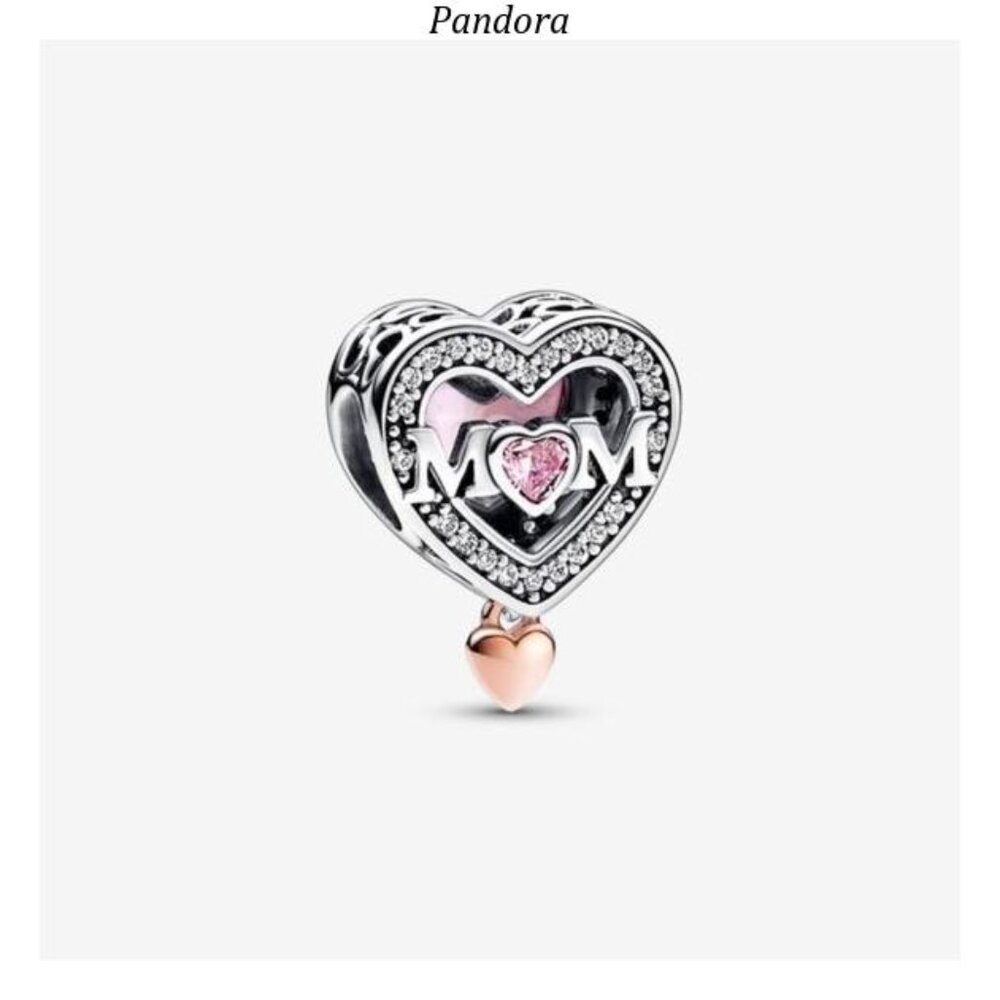 Pandora Two-tone Openwork Mom & Heart Charm